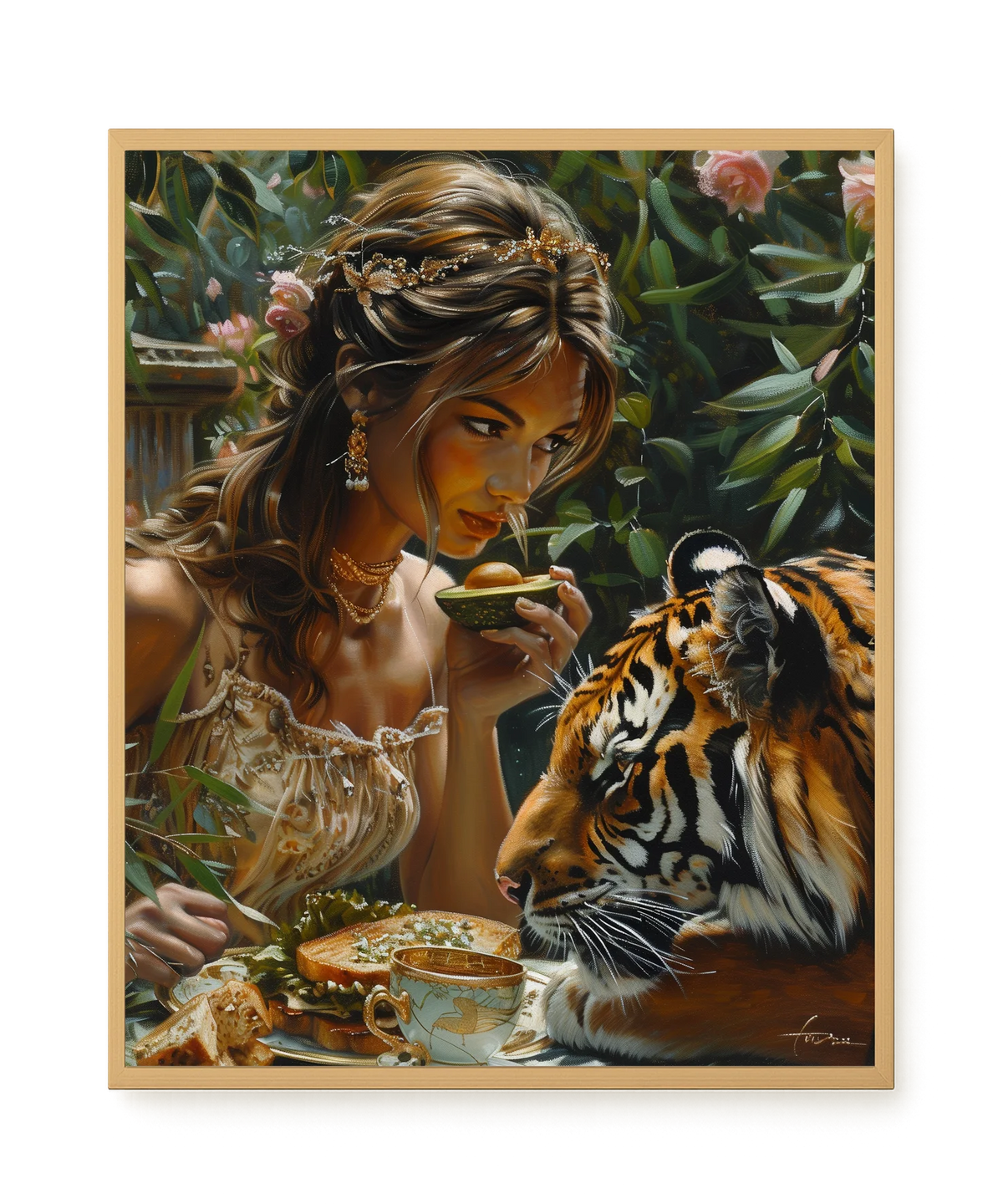 Tea with Tiger Canvas Wall Art