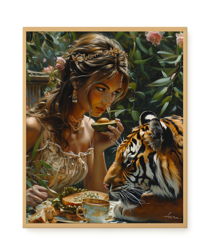 Tea with Tiger Canvas Wall Art