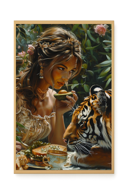 Tea with Tiger Canvas Wall Art