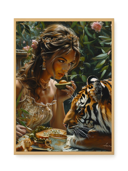 Tea with Tiger Canvas Wall Art