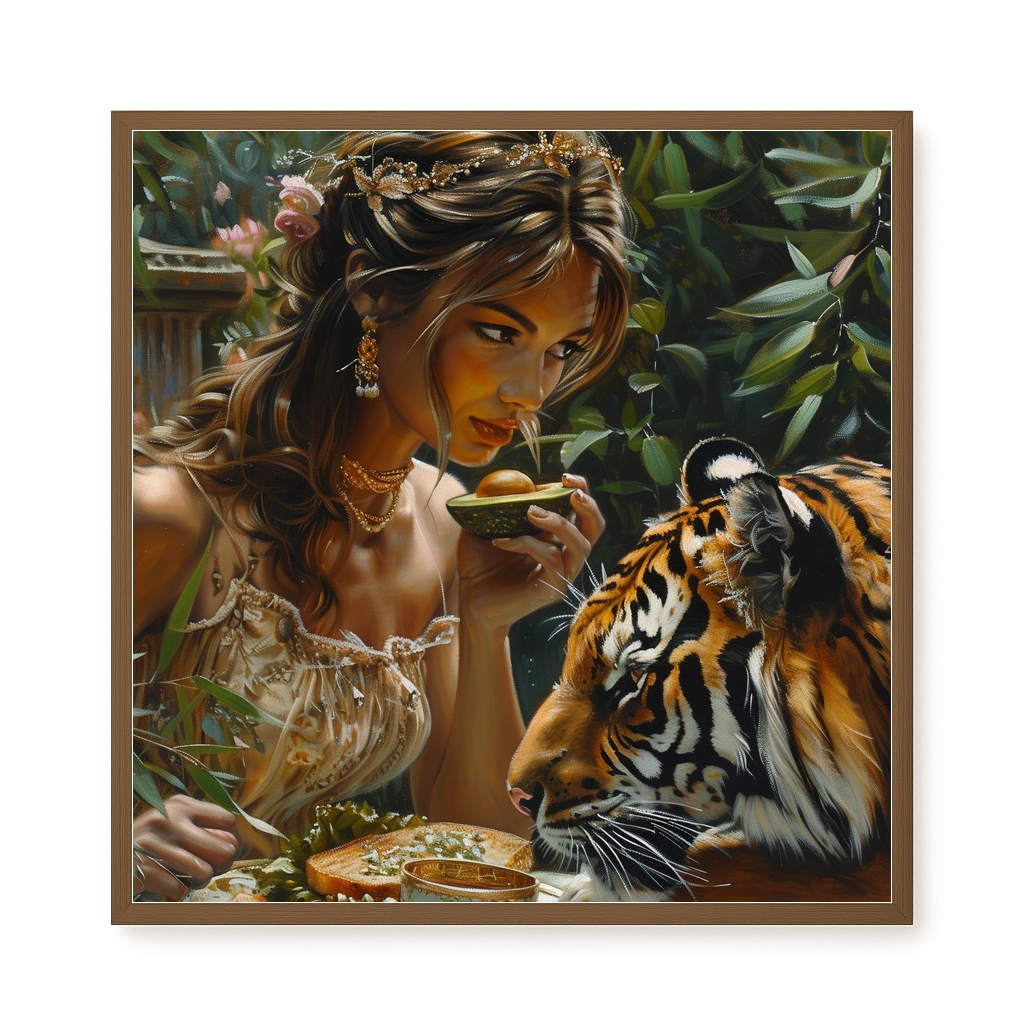 Tea with Tiger Canvas Wall Art