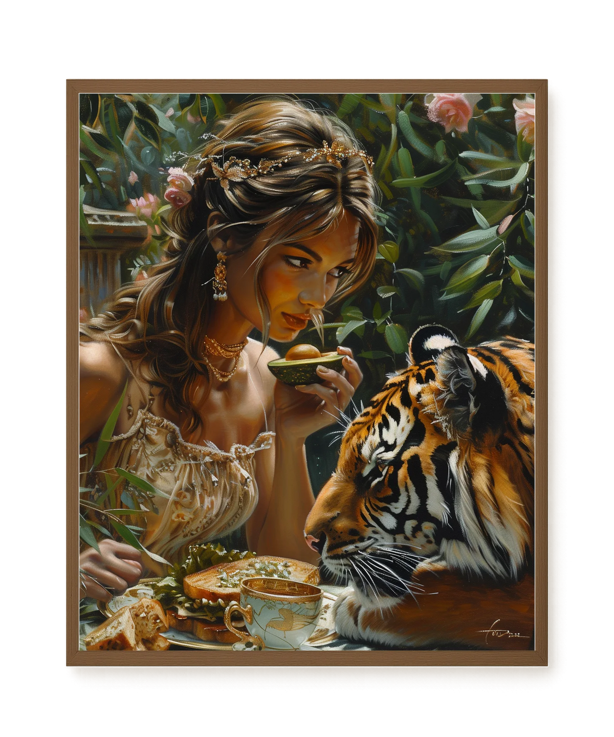 Tea with Tiger Canvas Wall Art