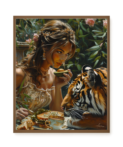 Tea with Tiger Canvas Wall Art