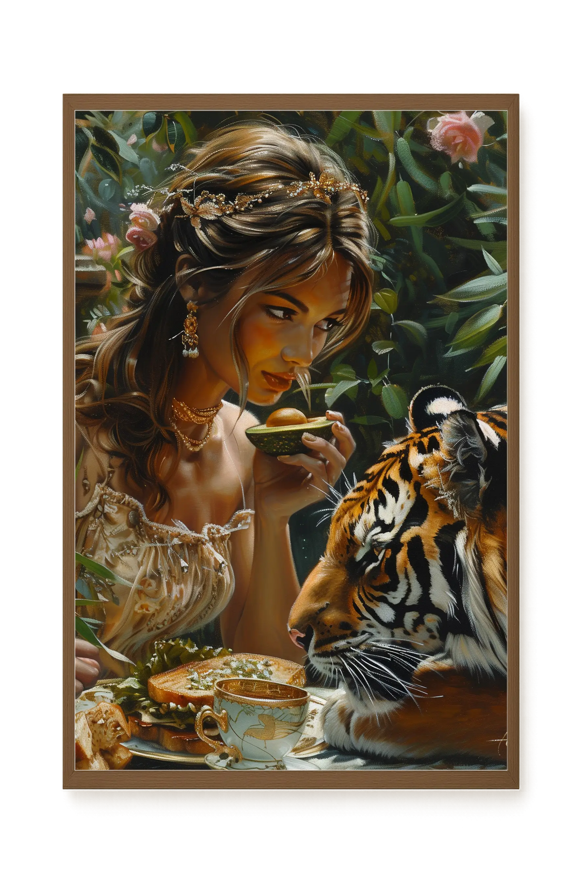 Tea with Tiger Canvas Wall Art