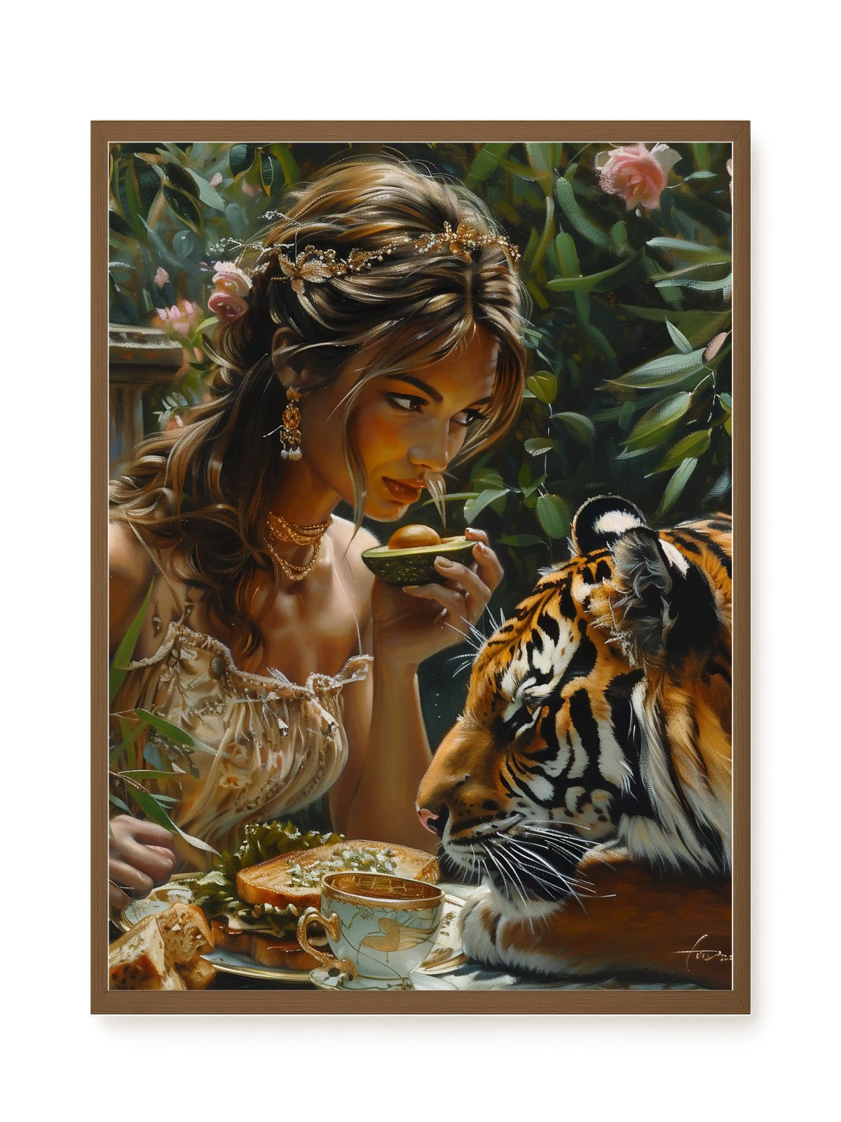 Tea with Tiger Canvas Wall Art