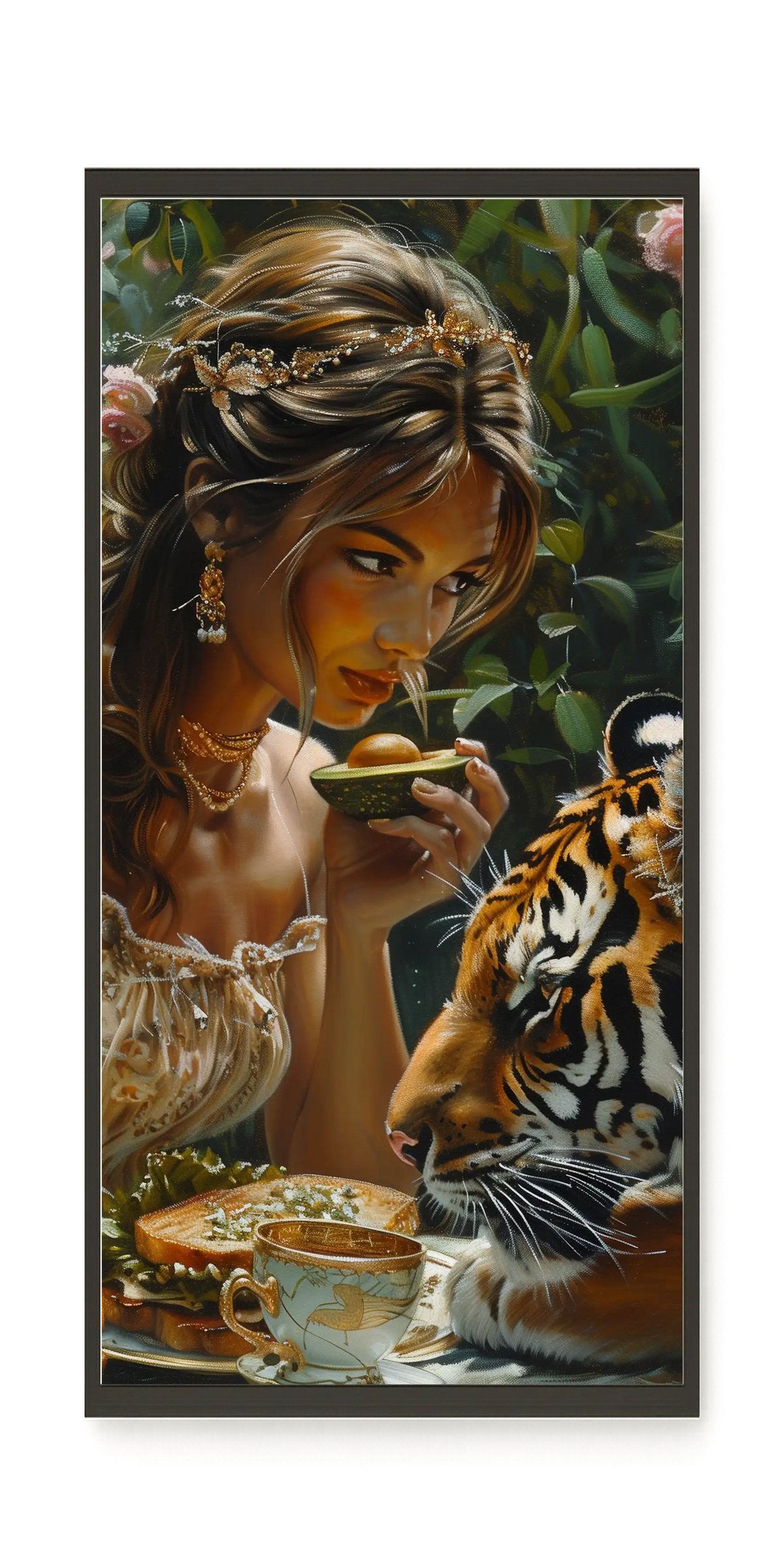 Tea with Tiger Canvas Wall Art