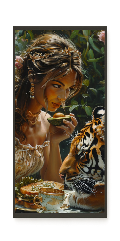 Tea with Tiger Canvas Wall Art
