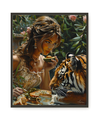 Tea with Tiger Canvas Wall Art