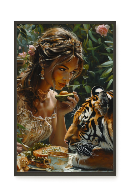 Tea with Tiger Canvas Wall Art