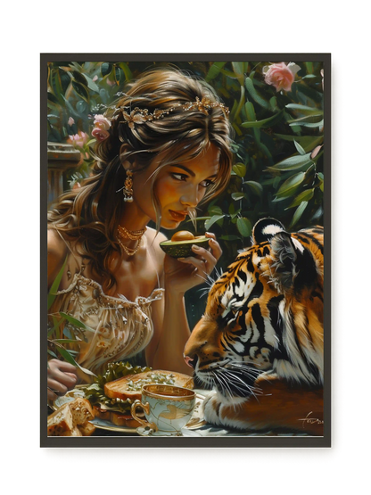 Tea with Tiger Canvas Wall Art