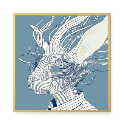 Line Rabbit Canvas Wall Art