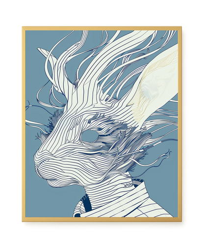 Line Rabbit Canvas Wall Art