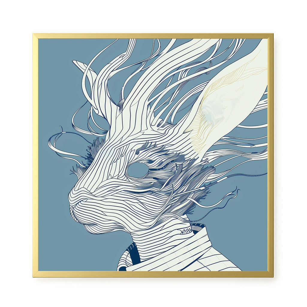 Line Rabbit Canvas Wall Art
