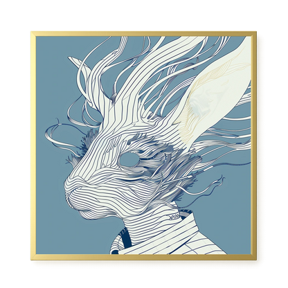 Line Rabbit Canvas Wall Art