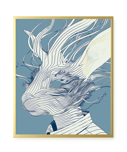 Line Rabbit Canvas Wall Art