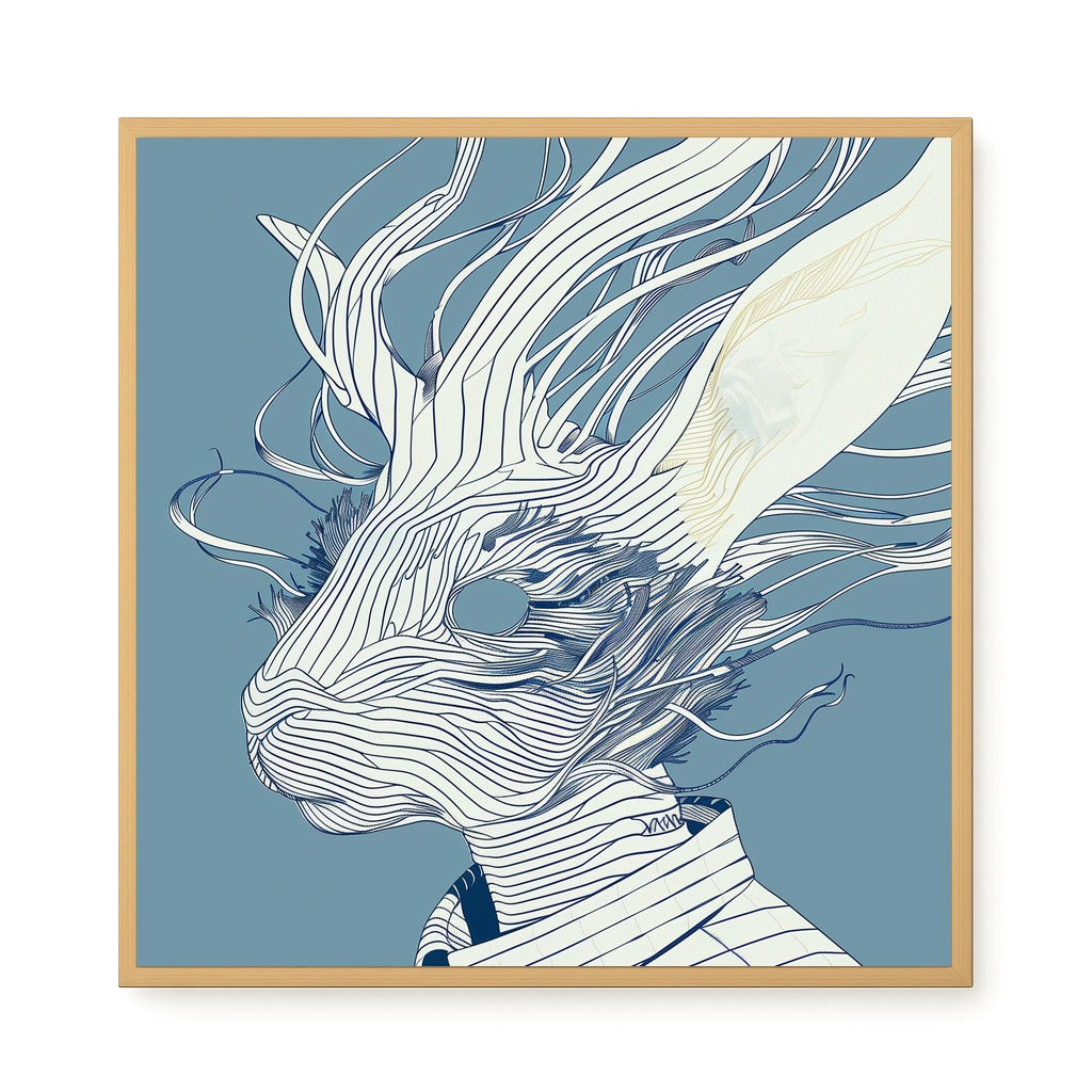 Line Rabbit Canvas Wall Art