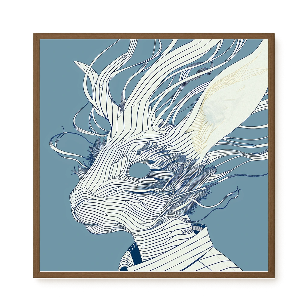 Line Rabbit Canvas Wall Art
