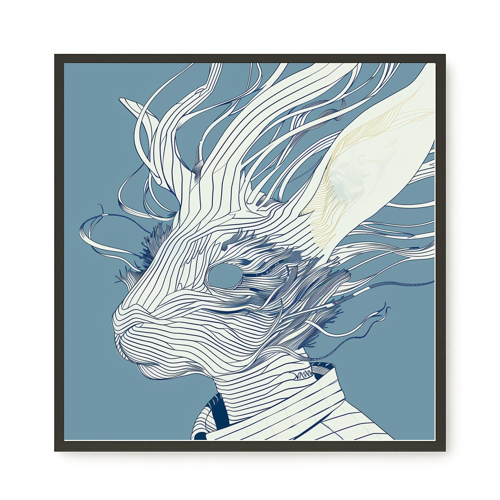 Line Rabbit Canvas Wall Art