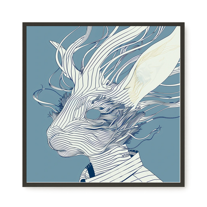 Line Rabbit Canvas Wall Art