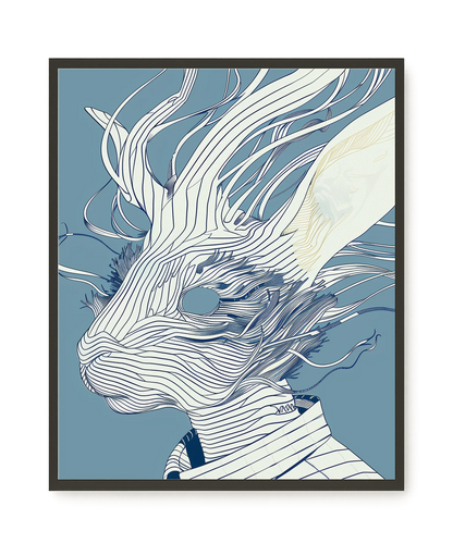 Line Rabbit Canvas Wall Art