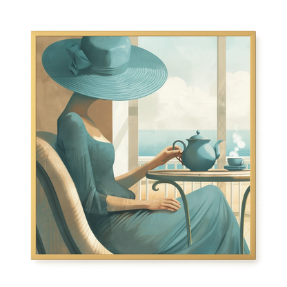 Lady with Tea Canvas Wall Art