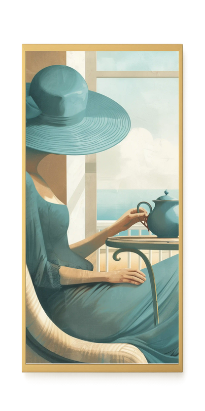 Lady with Tea Canvas Wall Art
