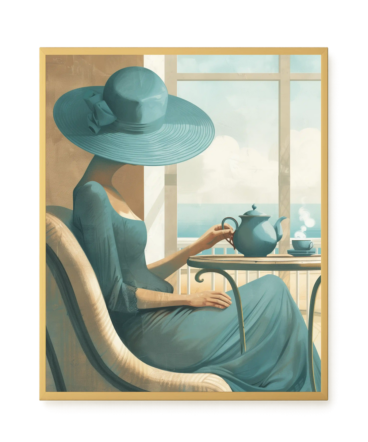 Lady with Tea Canvas Wall Art