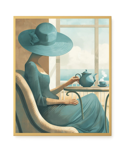 Lady with Tea Canvas Wall Art