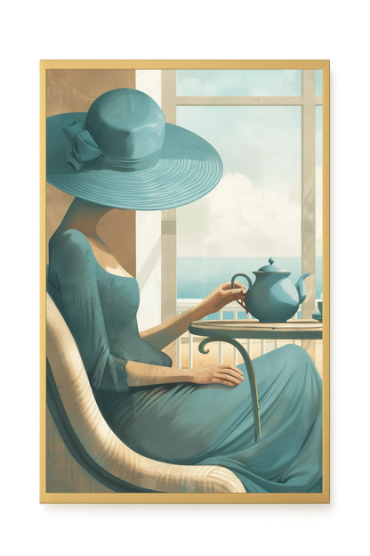 Lady with Tea Canvas Wall Art