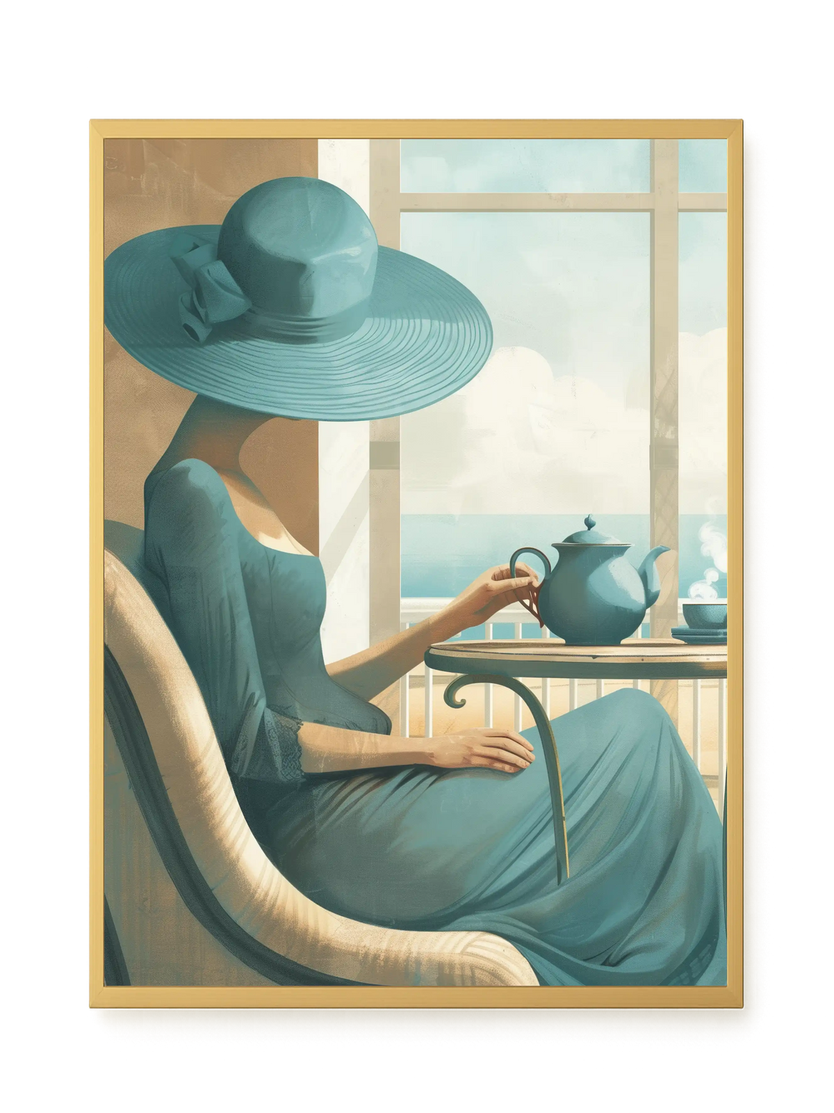 Lady with Tea Canvas Wall Art