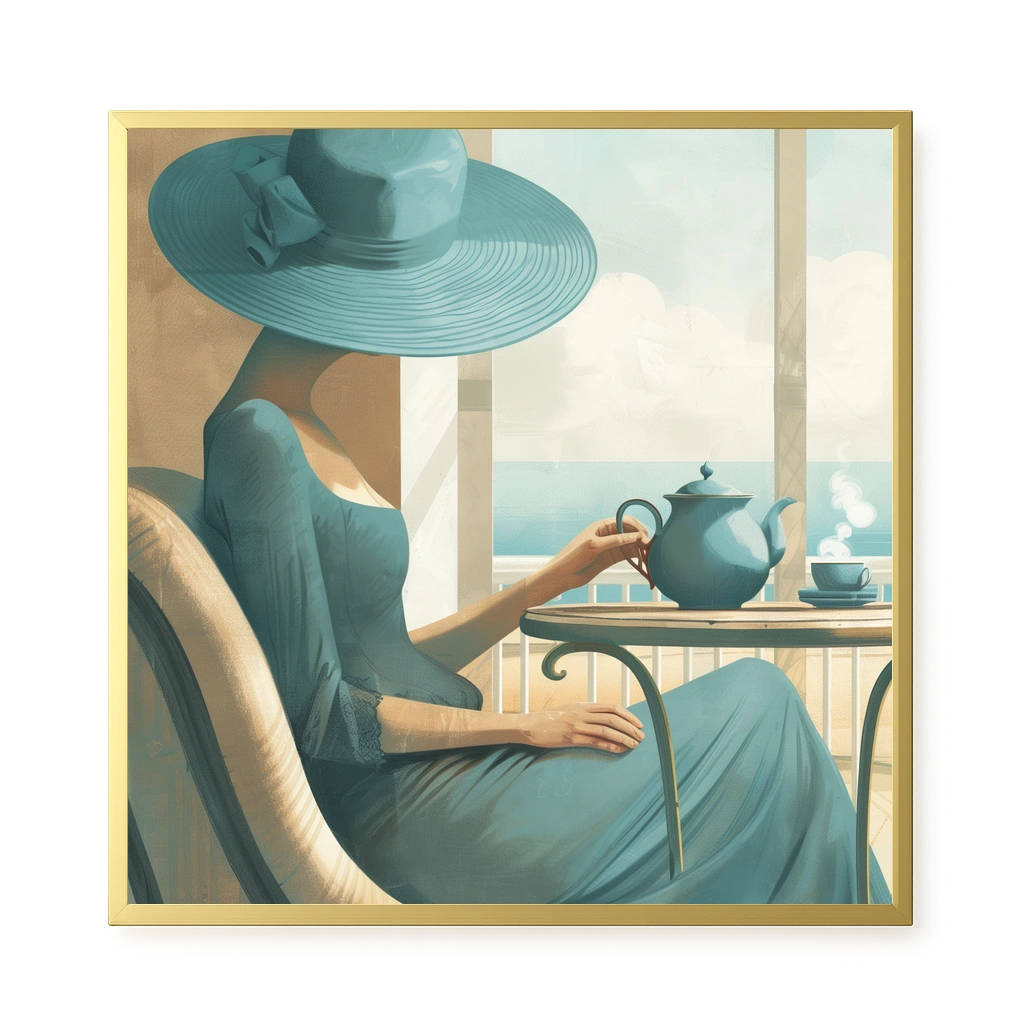 Lady with Tea Canvas Wall Art
