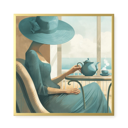 Lady with Tea Canvas Wall Art