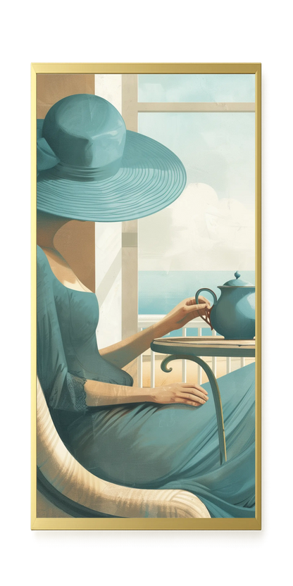 Lady with Tea Canvas Wall Art