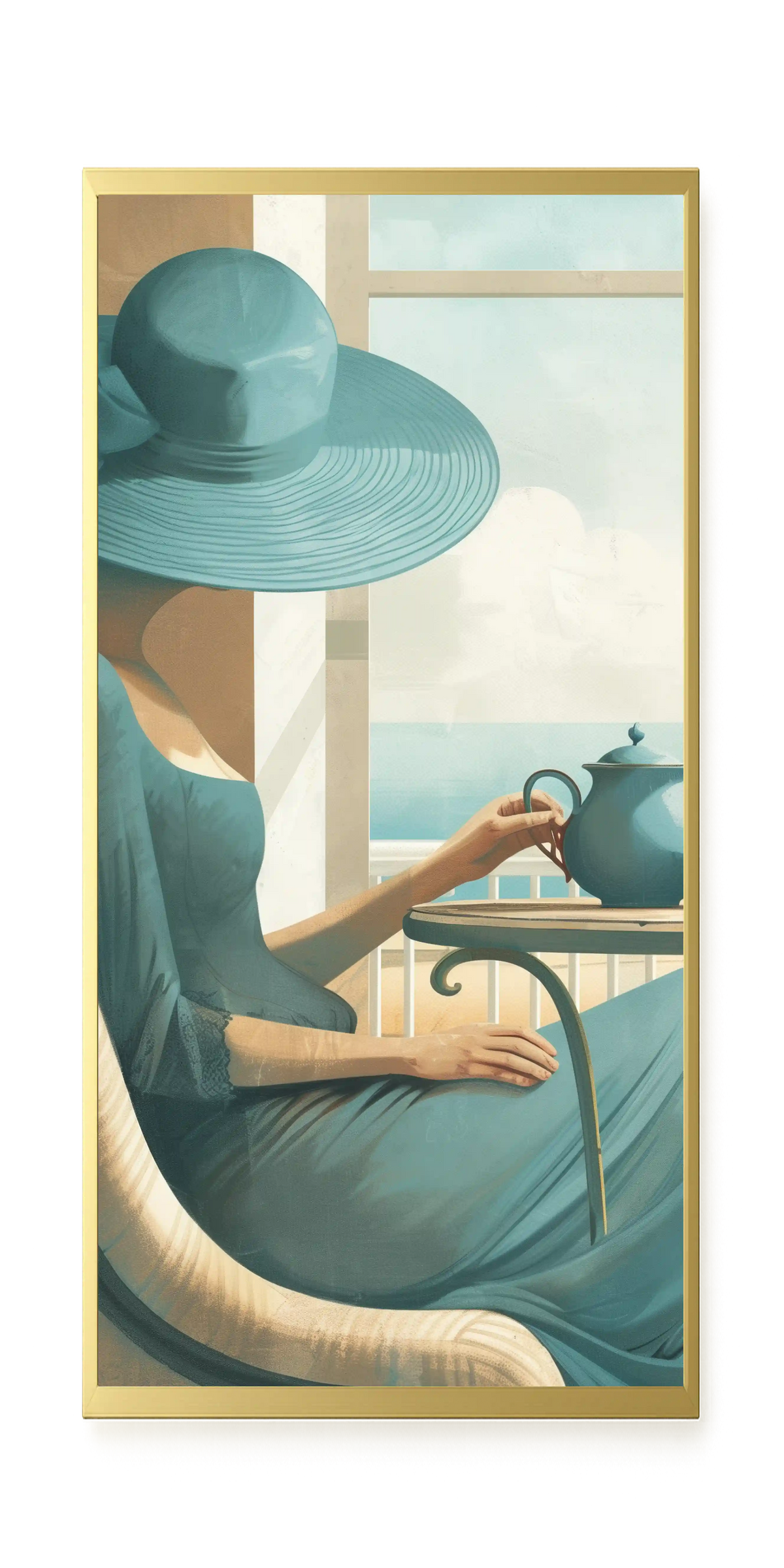 Lady with Tea Canvas Wall Art