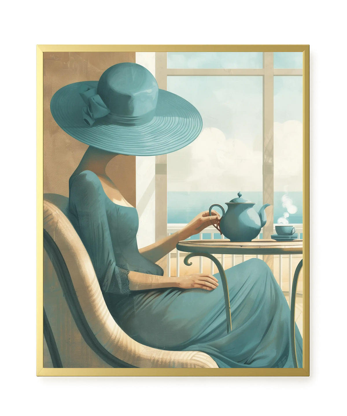 Lady with Tea Canvas Wall Art