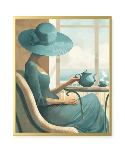 Lady with Tea Canvas Wall Art