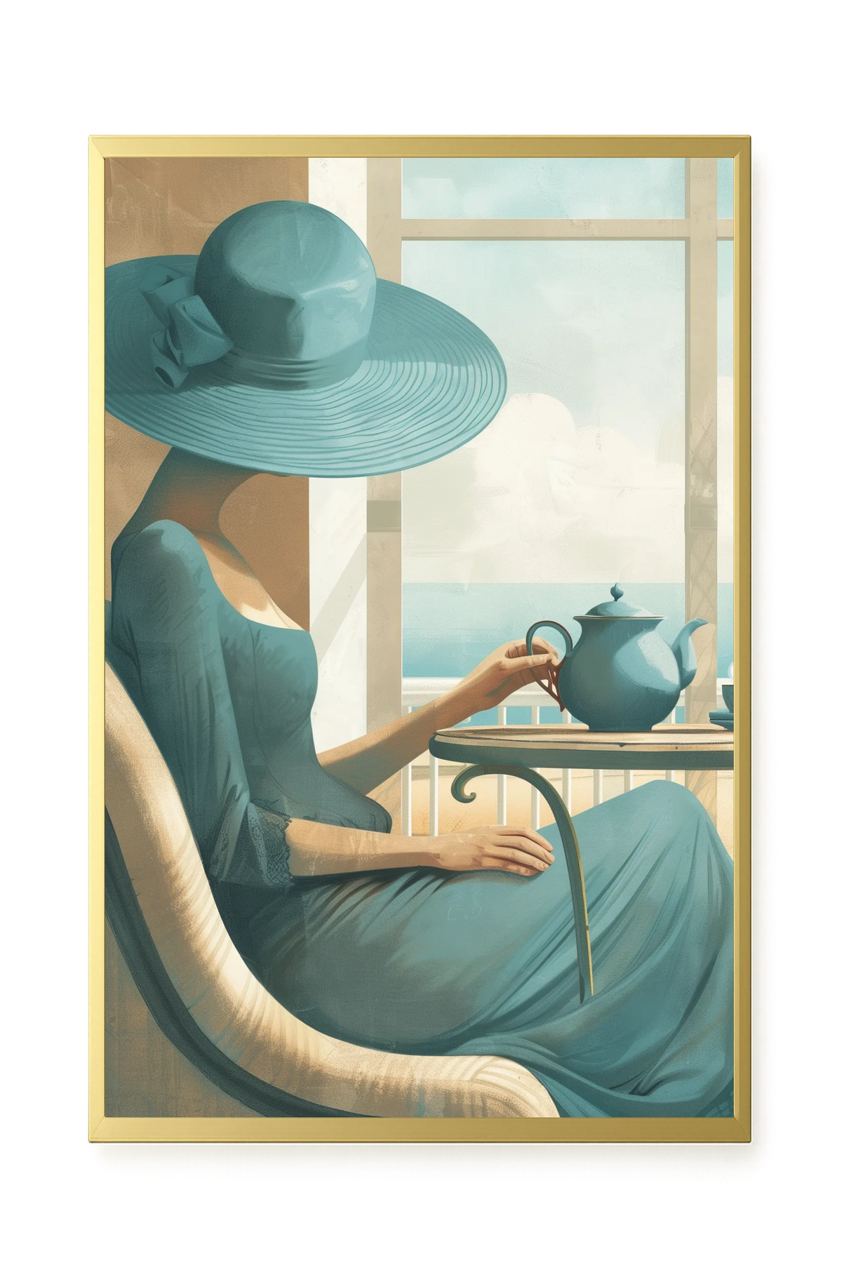 Lady with Tea Canvas Wall Art