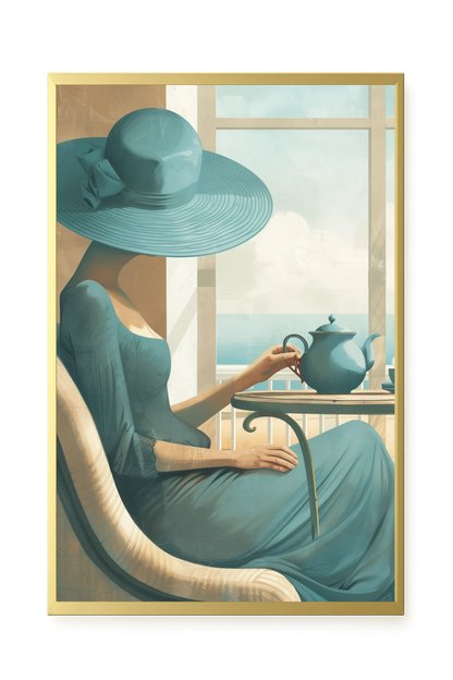 Lady with Tea Canvas Wall Art