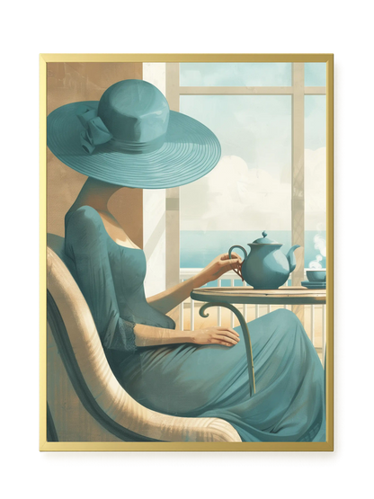 Lady with Tea Canvas Wall Art