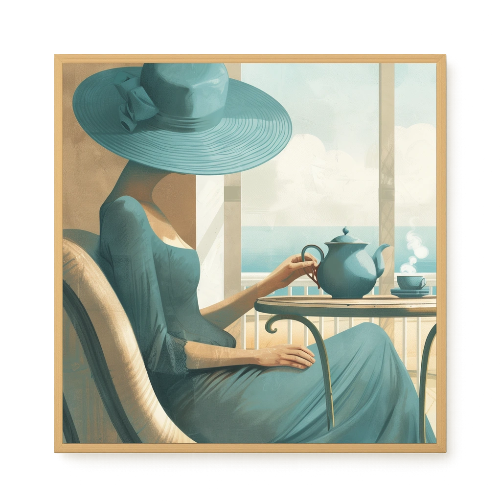 Lady with Tea Canvas Wall Art
