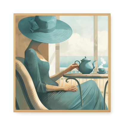 Lady with Tea Canvas Wall Art