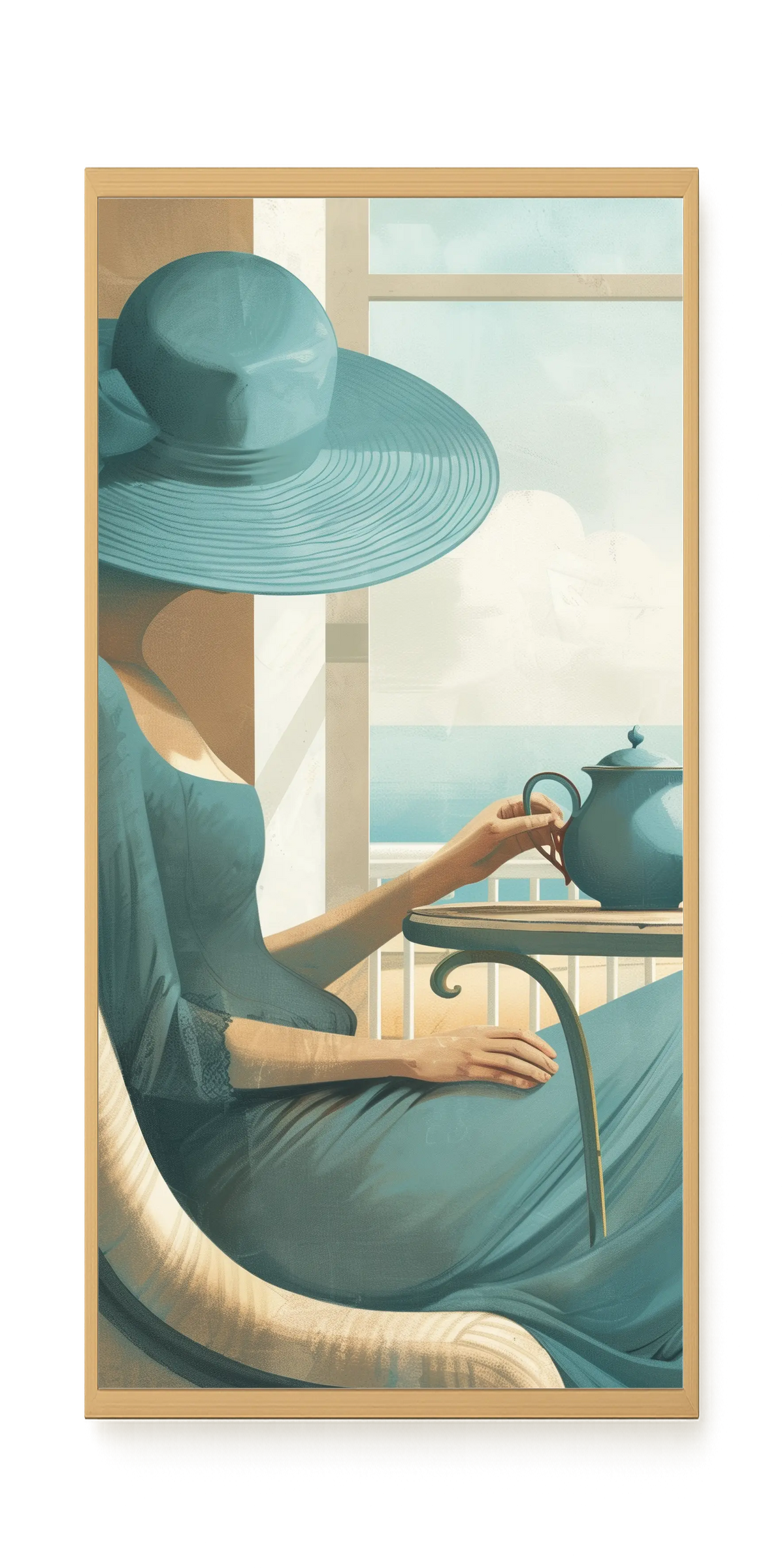 Lady with Tea Canvas Wall Art