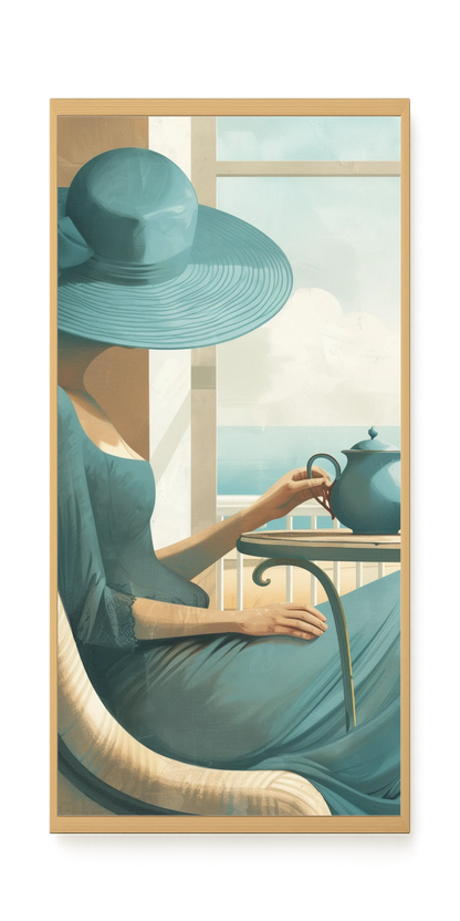 Lady with Tea Canvas Wall Art