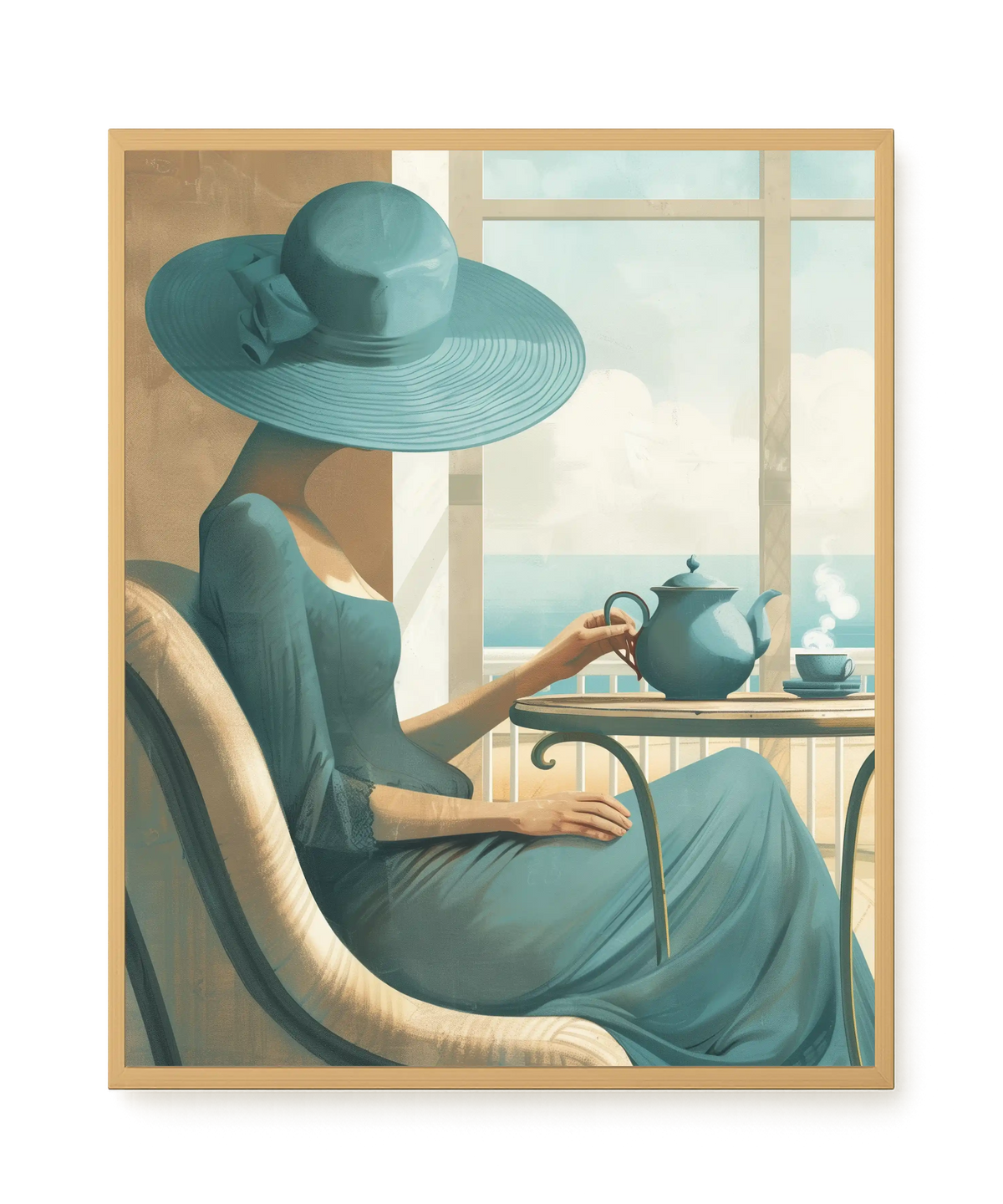 Lady with Tea Canvas Wall Art