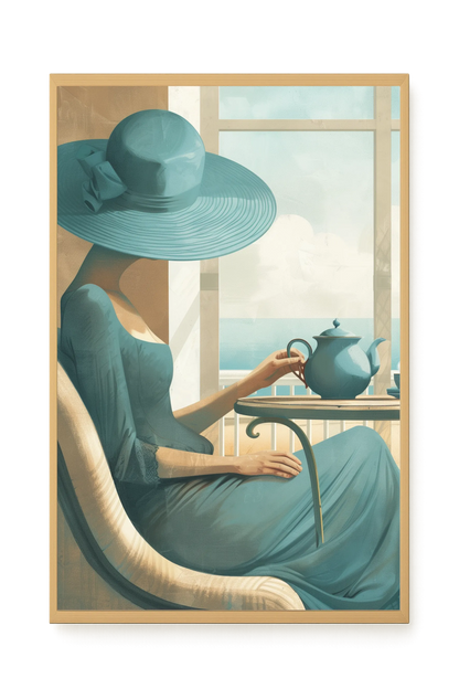 Lady with Tea Canvas Wall Art