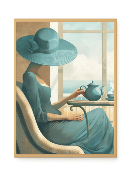 Lady with Tea Canvas Wall Art