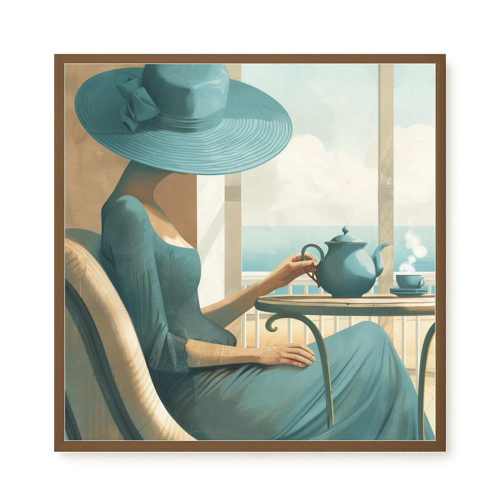 Lady with Tea Canvas Wall Art