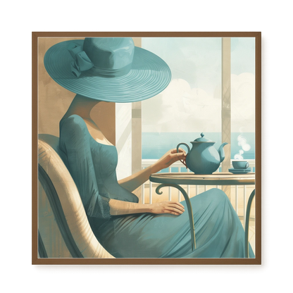 Lady with Tea Canvas Wall Art