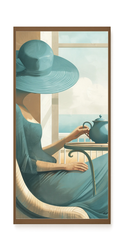Lady with Tea Canvas Wall Art
