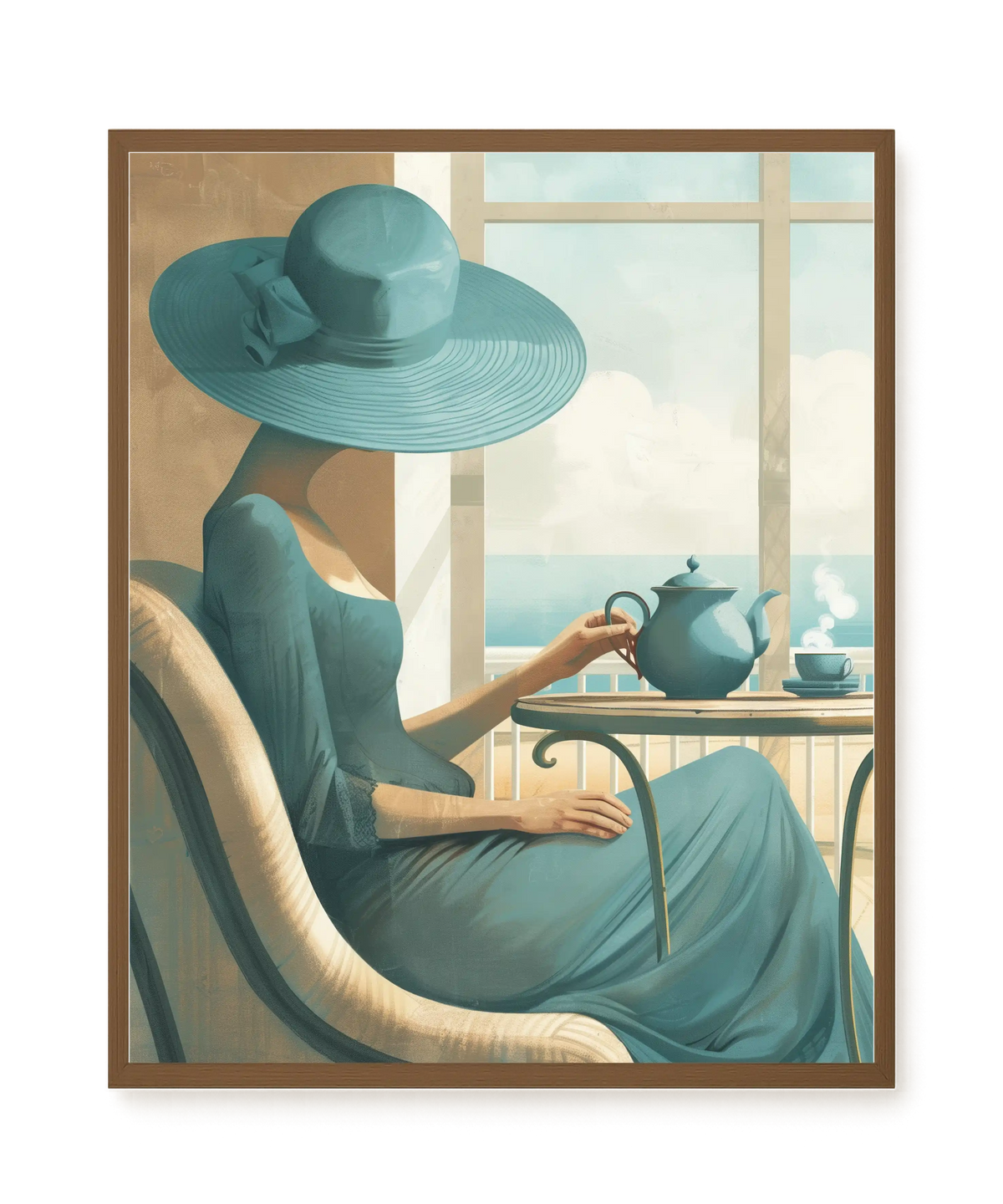 Lady with Tea Canvas Wall Art